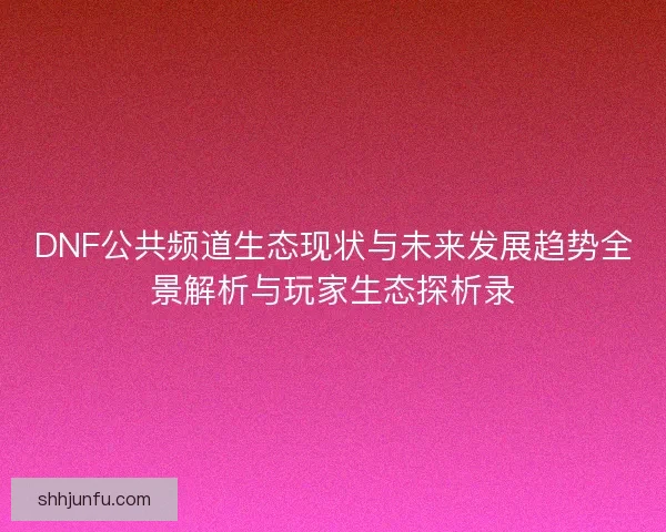 DNF公共频道生态现状与未来发展趋势全景解析与玩家生态探析录